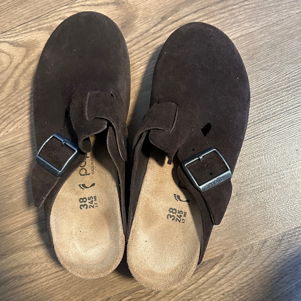 Brown Suede Slip-On wedge clog